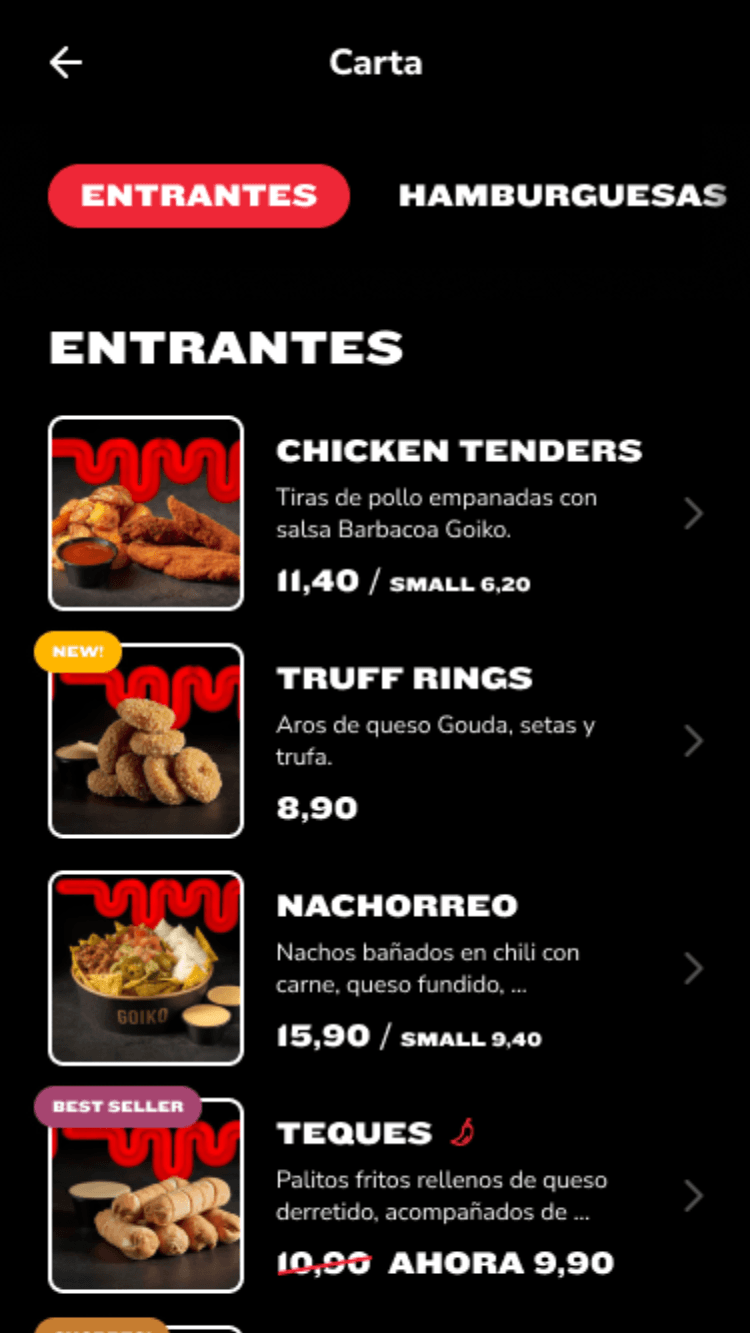 Product list — mobile